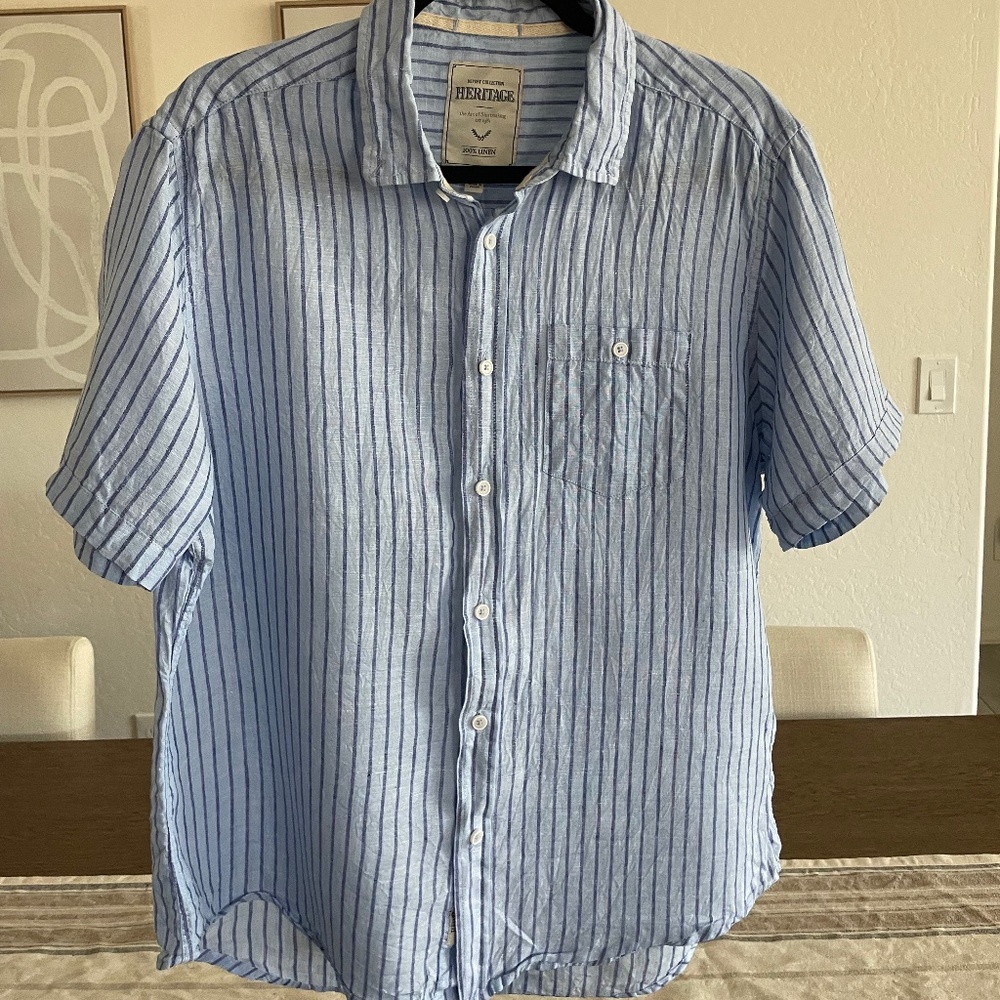 Men’s Linen Button Up Short Sleeve Shirt